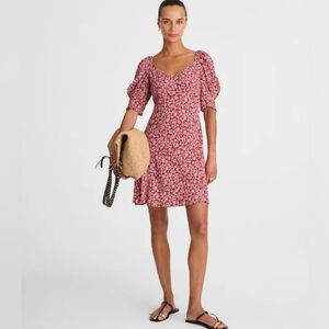 NWT Madewell Puff-Sleeve Mini Dress in Eloise Floral Red